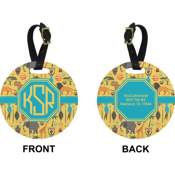 African Safari Circle Luggage Tag (Front + Back)
