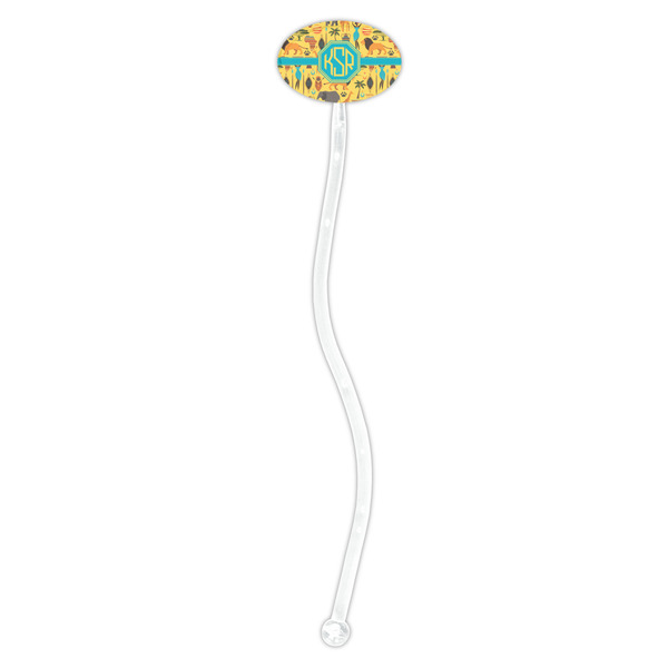African Safari Clear Plastic 7" Stir Stick - Oval - Single Stick