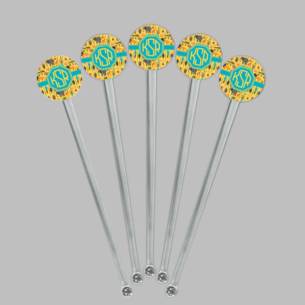 African Safari Clear Plastic 7" Stir Stick - Round - Fan View