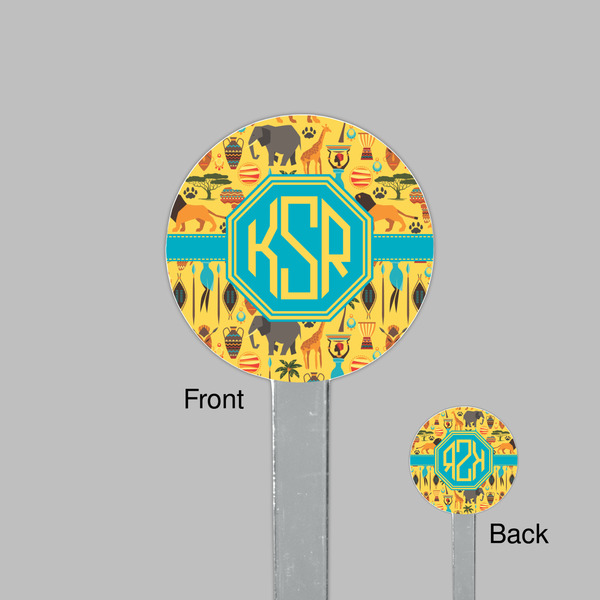 African Safari Clear Plastic 7" Stir Stick - Round - Front & Back