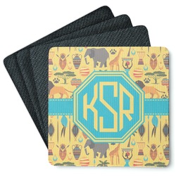 African Safari Square Rubber Backed Coasters - Set of 4 (Personalized)