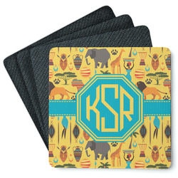 African Safari Square Rubber Backed Coasters - Set of 4 (Personalized)