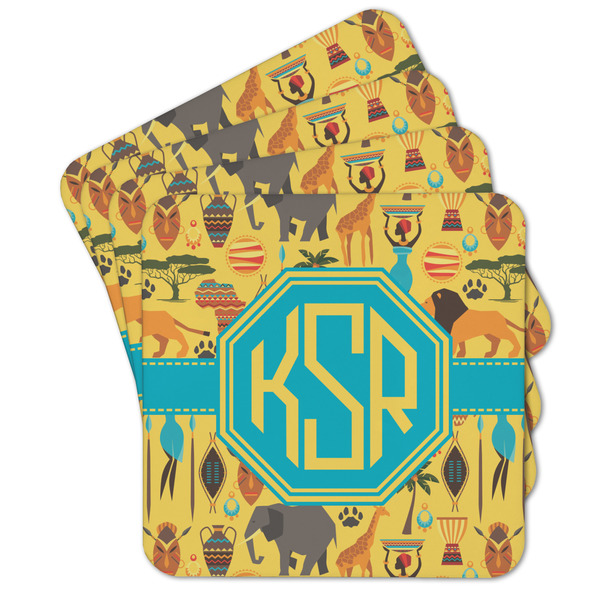 Custom African Safari Cork Coaster - Set of 4 w/ Monogram