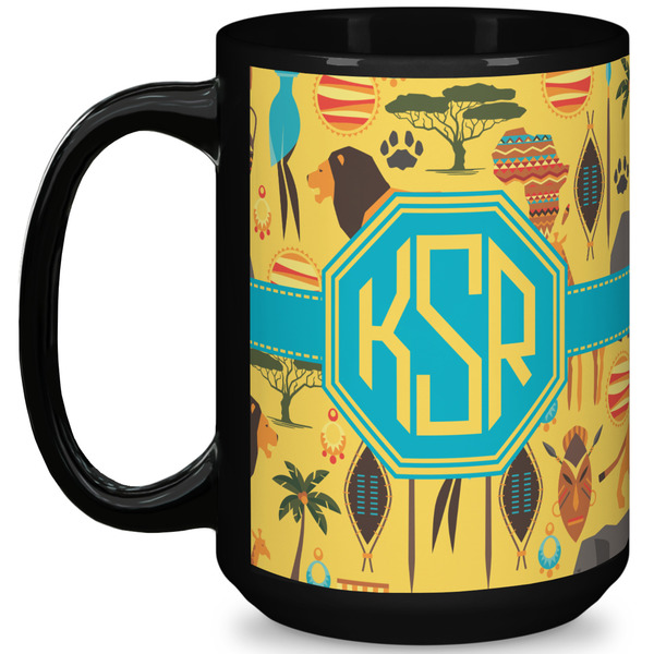 Custom African Safari 15 Oz Coffee Mug - Black (Personalized)