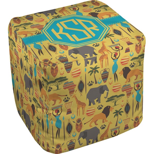 Custom African Safari Cube Pouf Ottoman - 18" (Personalized)