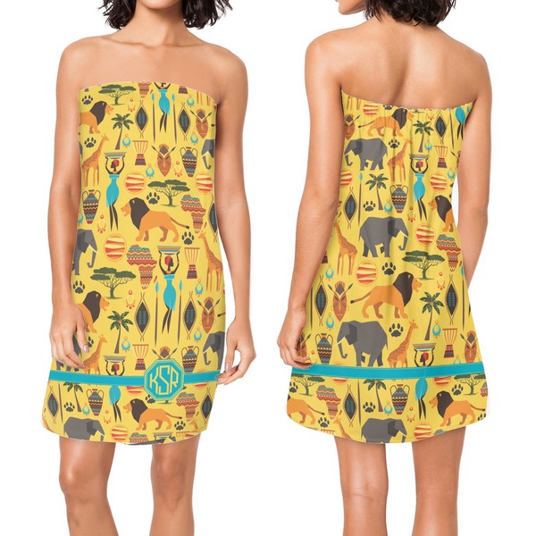 African Safari Custom Bath Wrap - Front & Back View
