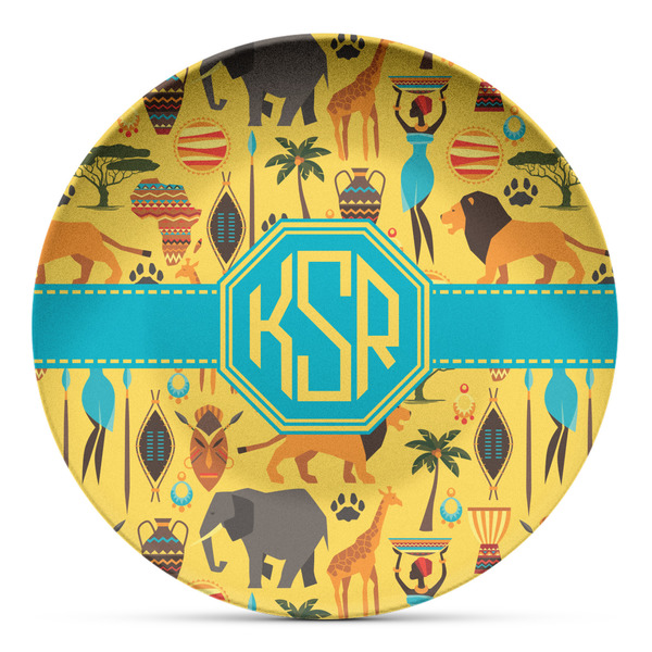 Custom African Safari Microwave Safe Plastic Plate - Composite Polymer (Personalized)