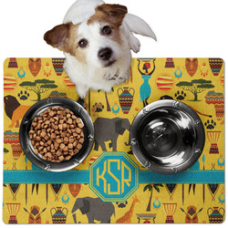African Safari Dog Food Mat - Medium w/ Monogram