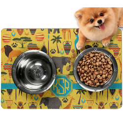 African Safari Dog Food Mat - Small w/ Monogram
