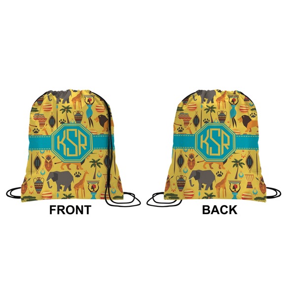 African Safari Drawstring Backpack Front & Back Small