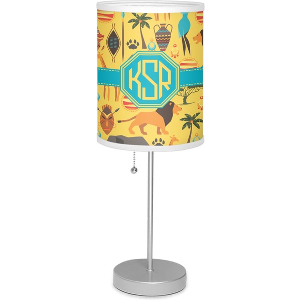 Custom African Safari 7" Drum Lamp with Shade Linen (Personalized)