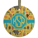 African Safari Flat Glass Ornament - Round w/ Monogram