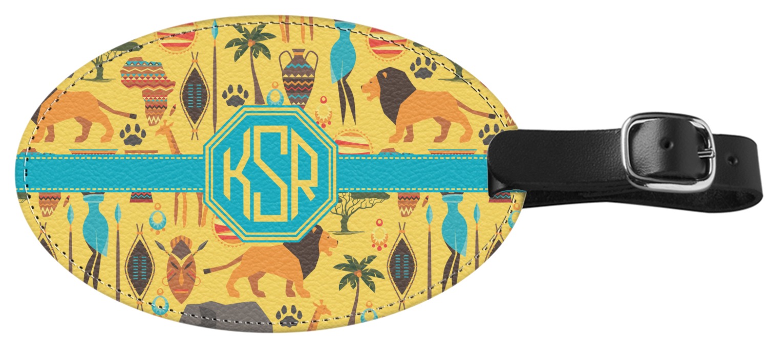 African Safari Genuine Leather Oval Luggage Tag (Personalized