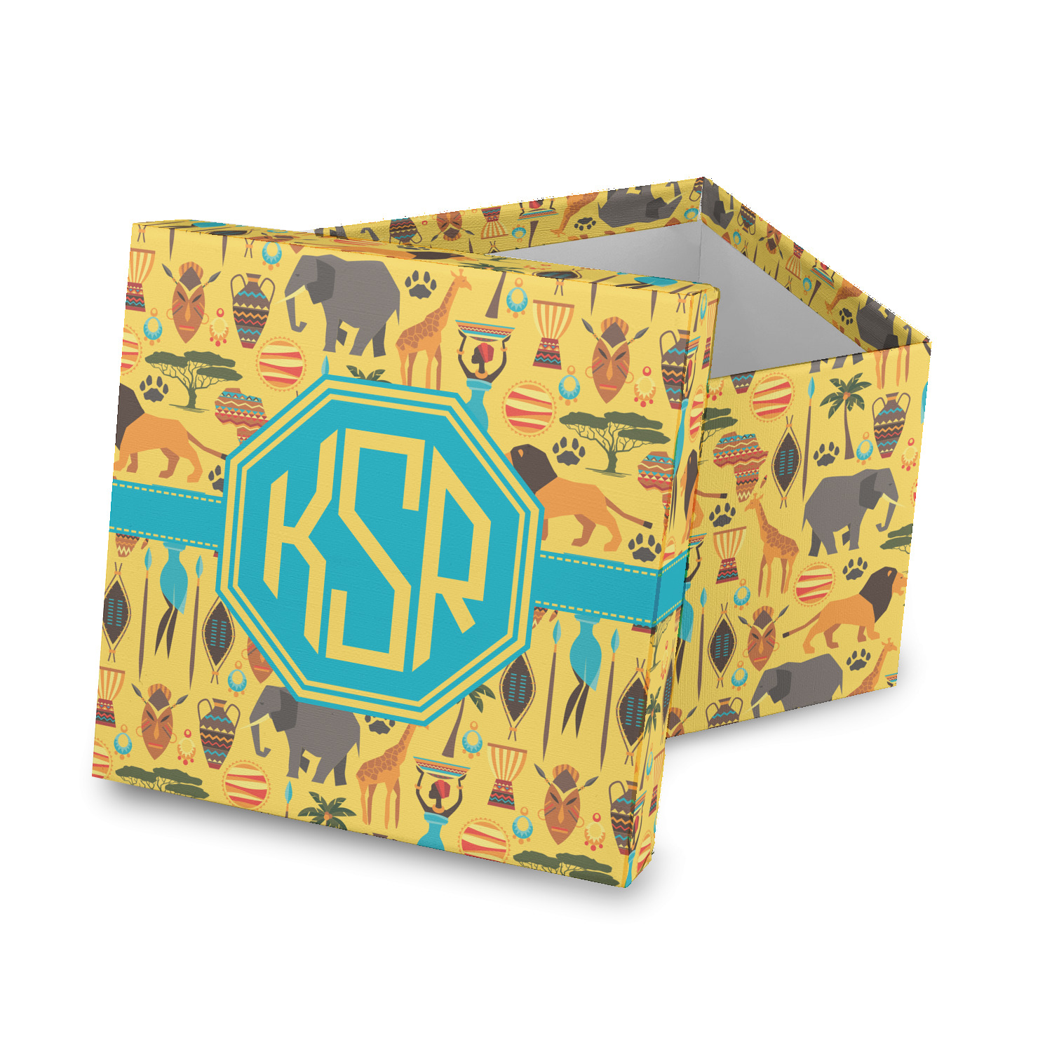 Custom African Safari Gift Box with Lid - Canvas Wrapped