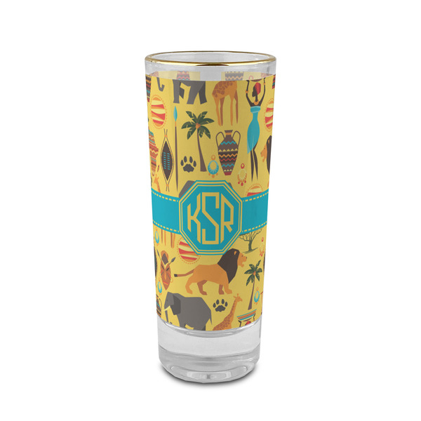 Custom African Safari 2 oz Shot Glass - Glass with Gold Rim (Personalized)