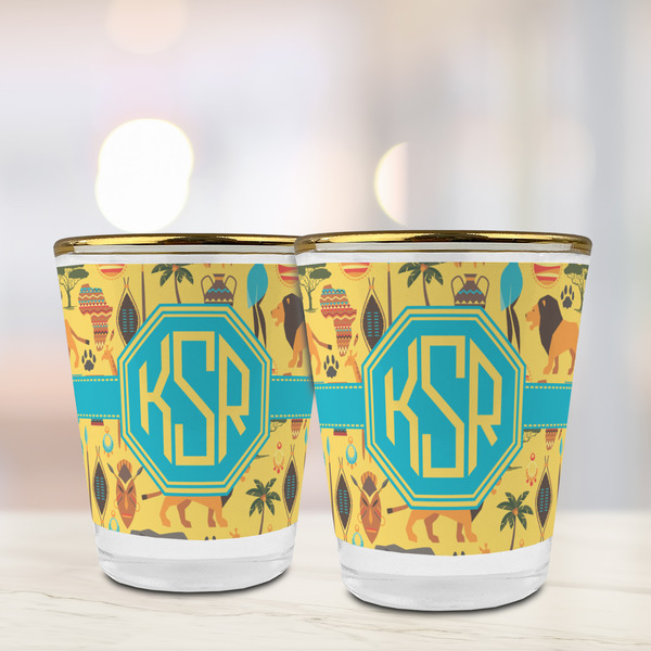 African Safari Glass Shot Glass - with gold rim - LIFESTYLE