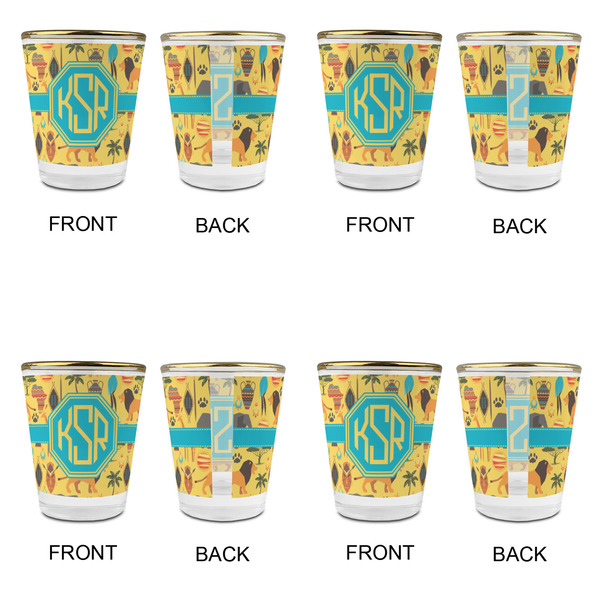 African Safari Glass Shot Glass - with gold rim - Set of 4 - APPROVAL