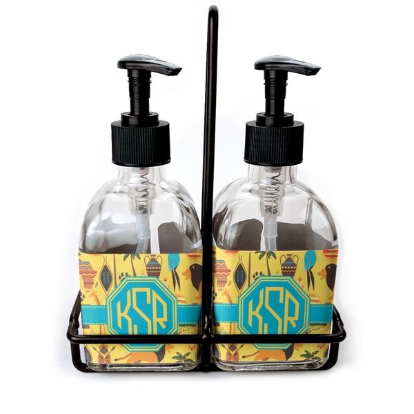 Custom African Safari Glass Soap & Lotion Bottle Set (Personalized)