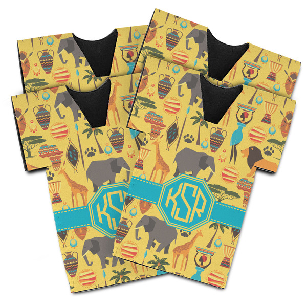 Custom African Safari Jersey Bottle Cooler - Set of 4 (Personalized)