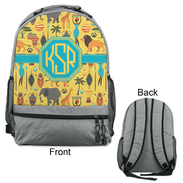 African Safari Large Backpack - Gray - Front & Back View