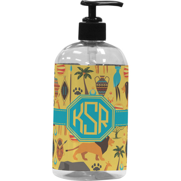 Custom African Safari Plastic Soap / Lotion Dispenser (16 oz - Large - Black) (Personalized)