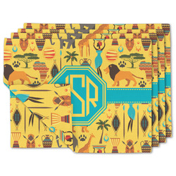 African Safari Double-Sided Linen Placemat - Set of 4 w/ Monogram
