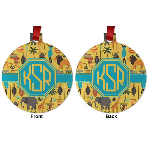 African Safari Metal Ball Ornament - Front and Back