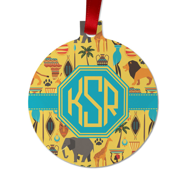 Custom African Safari Metal Ball Ornament - Double Sided w/ Monogram