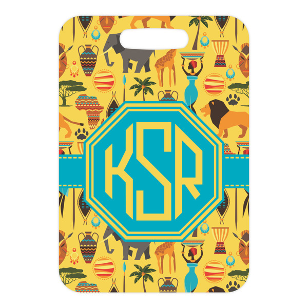 African Safari Metal Luggage Tag - Front Without Strap