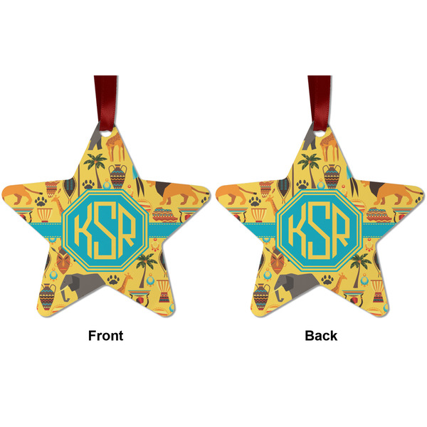 African Safari Metal Star Ornament - Front and Back