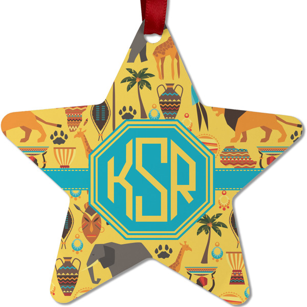 African Safari Metal Star Ornament - Front