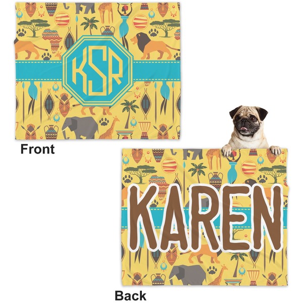 African Safari Microfleece Dog Blanket - Large- Front & Back
