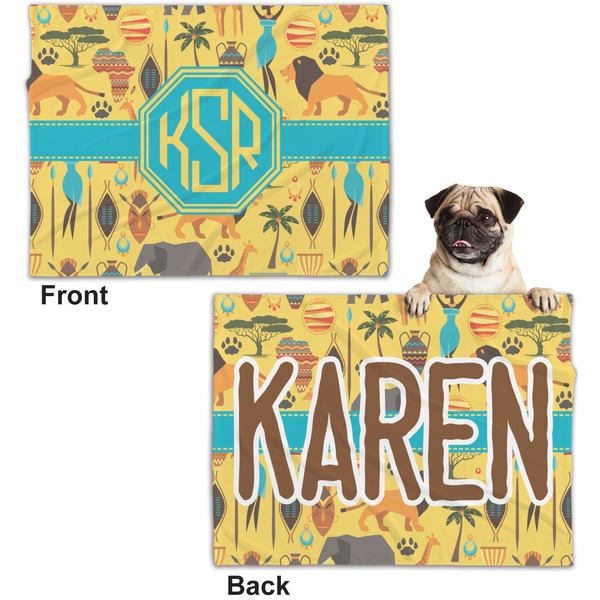 African Safari Microfleece Dog Blanket - Regular - Front & Back
