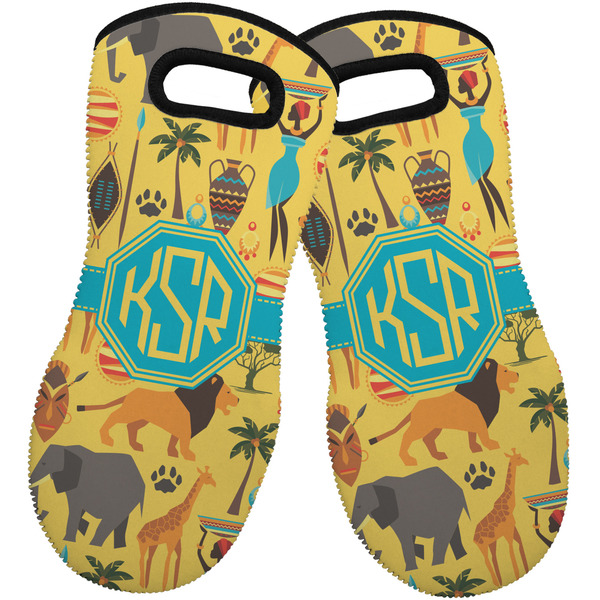 African Safari Neoprene Oven Mitt -Set of 2 - Front
