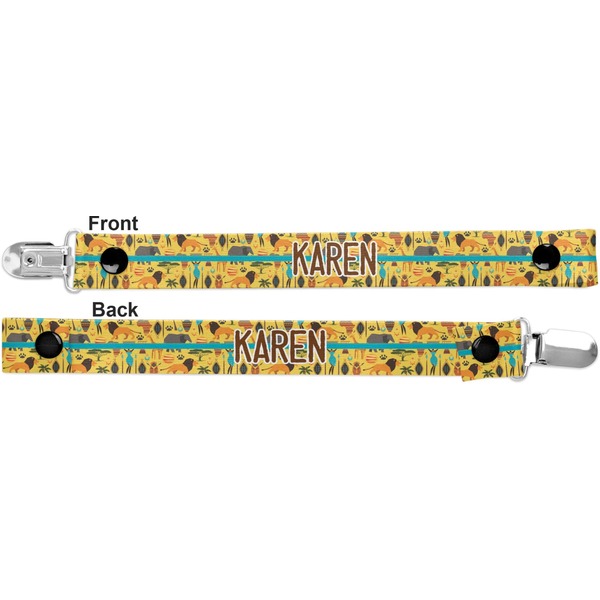 African Safari Pacifier Clip - Front and Back