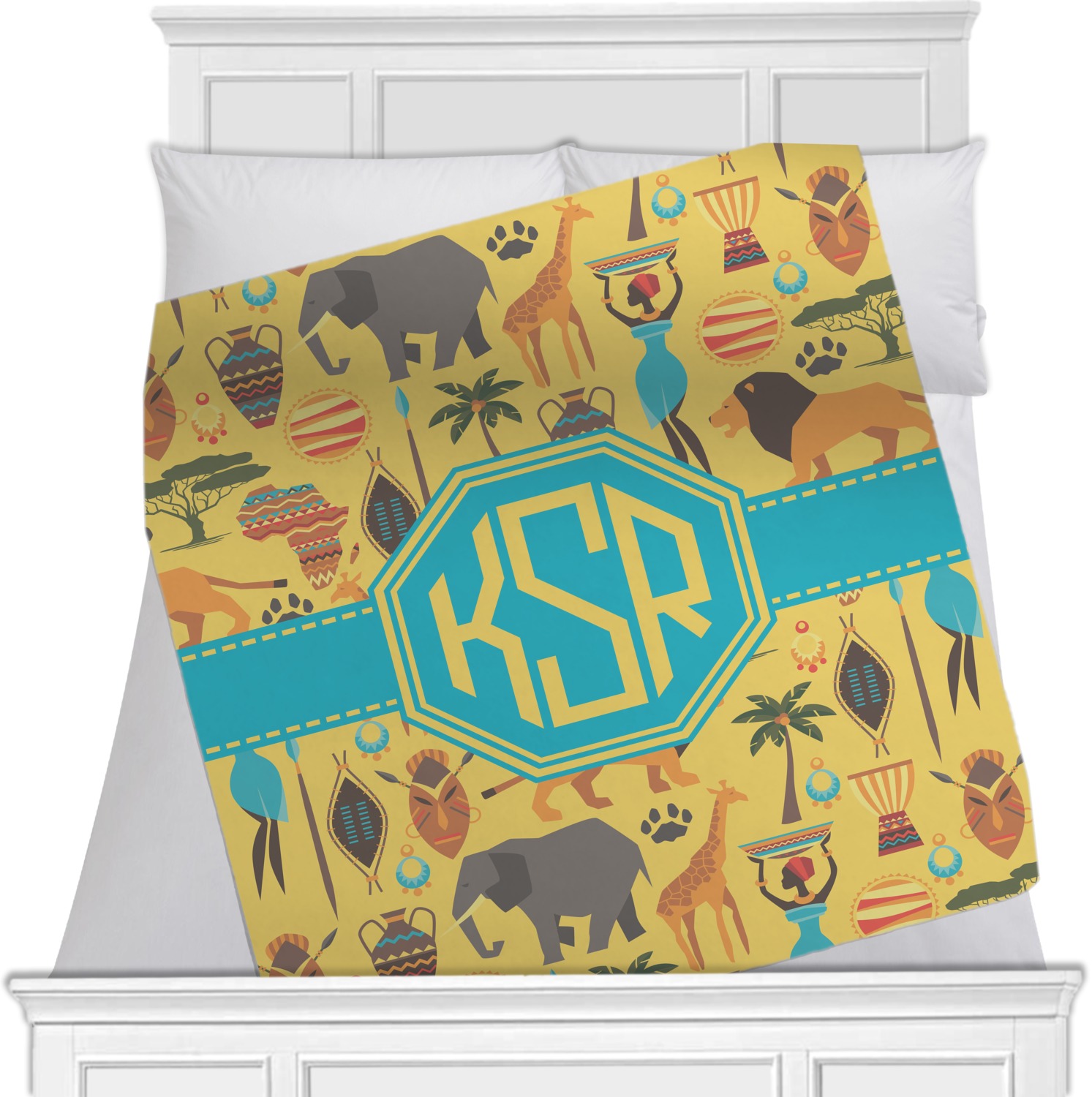 African Safari Fleece Blanket Toddler / Throw 60"x50" Single Sided (Personalized