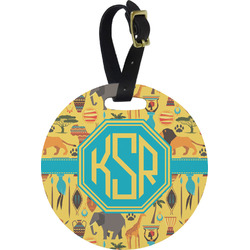 African Safari Plastic Luggage Tag - Round (Personalized)