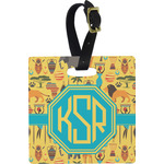 African Safari Plastic Luggage Tag - Square w/ Monogram