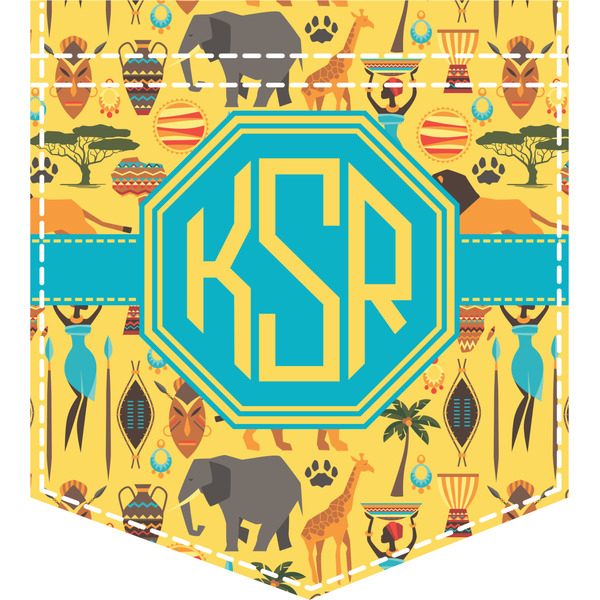 Custom African Safari Iron On Faux Pocket (Personalized)