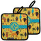African Safari Pot Holders - Set of 2 w/ Monogram