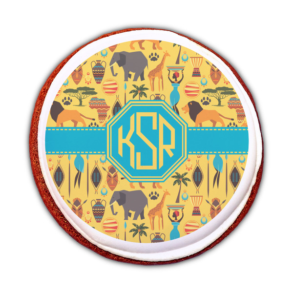 African Safari Printed Icing Circle - Medium - On Cookie