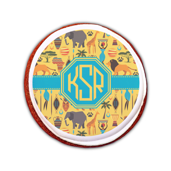 African Safari Printed Icing Circle - Small - On Cookie