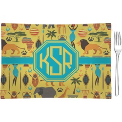 African Safari Rectangular Glass Appetizer / Dessert Plate - Single or Set (Personalized)