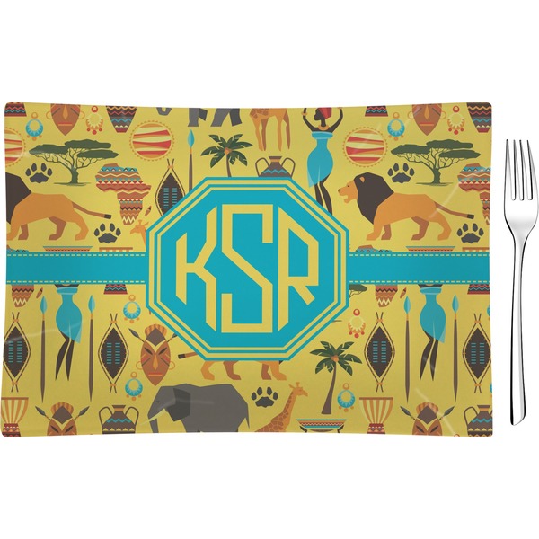 Custom African Safari Rectangular Glass Appetizer / Dessert Plate - Single or Set (Personalized)