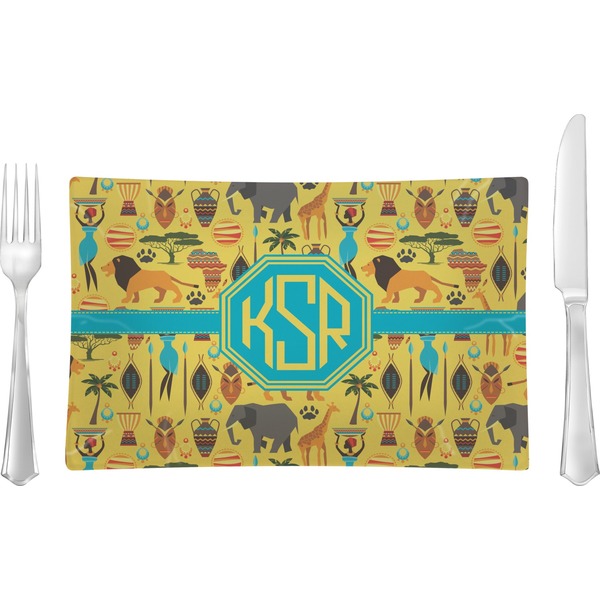 Custom African Safari Rectangular Glass Lunch / Dinner Plate - Single or Set (Personalized)