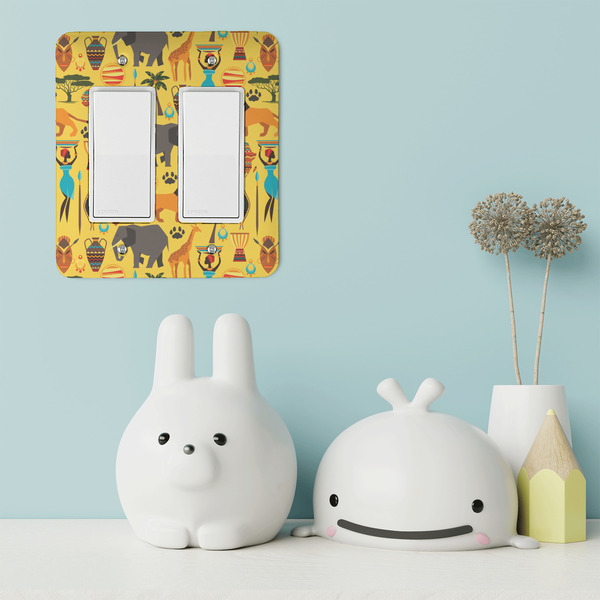 African Safari Rocker Light Switch Covers - Double - IN CONTEXT