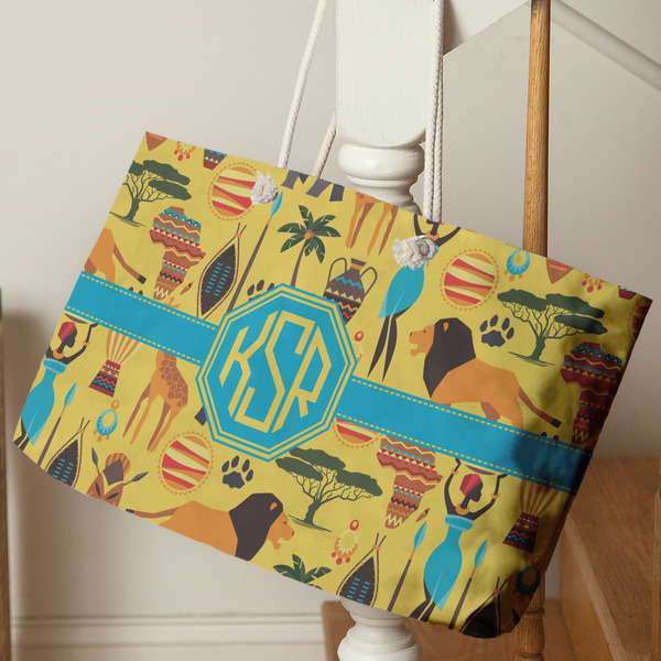 African Safari Large Rope Tote - Life Style