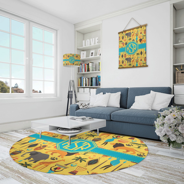 African Safari Round Area Rug - IN CONTEXT