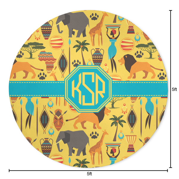 African Safari Round Area Rug - Size