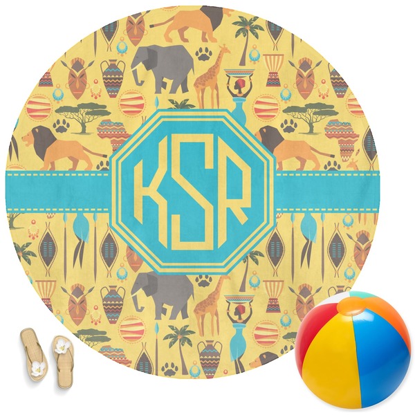 Custom African Safari Round Beach Towel (Personalized)